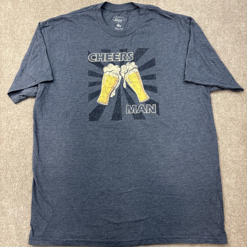 VTG G.H. Bass & Co. Men’s Navy Pocket T-Shirt Size Large Distressed Cotton