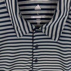 Adidas Golf Men’s Black and White Striped Short Sleeve Polo Shirt