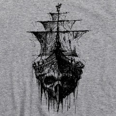 Pirate Ghost Ship T Shirt Jolly Roger Skull Crossbones Scallywag Blackbeard Tee