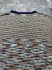 Percival Blue and Orange with Dynamic Pattern Knit Textured T-shirt tee size m