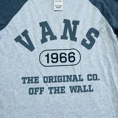 New Vans Off The Wall Gray Off White Long Sleeve Cotton Shirt Men’s Xtra Small