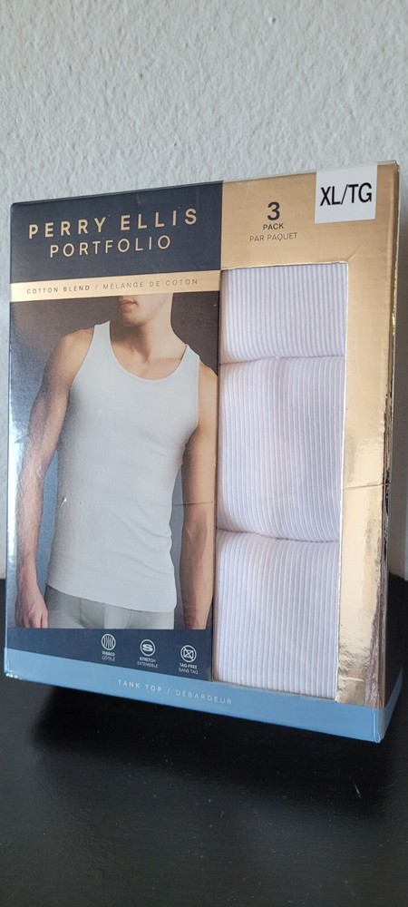 Perry Ellis Portfolio Men’s 3-Pieces Cotton Blend Tank Top. (110).