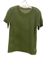 JOGAL Men’s Striped Sheer Fitted Short Sleeve Muscle Shirt Top Green Small NWOT