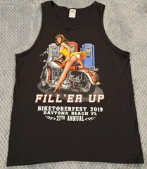 Men’s 2019 Biketoberfest Cut Off Sexy Girl Fill’er Up Size Large Daytona Beach