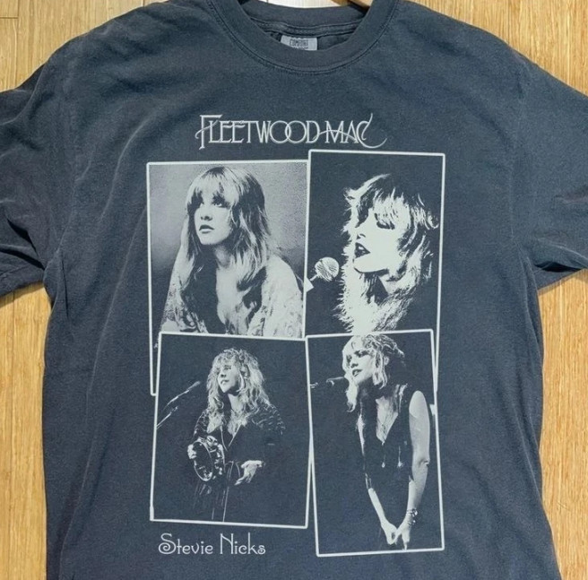 Stevie Nicks Fleetwood Mac band 90s Retro style Black T shirt vtg S to 5XL