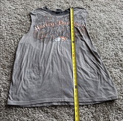 Harley-Davidson Vintage Screamin Eagle Men’s Cuff Off Grey Shirt Size XL