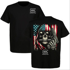 Skull USA Flag Tactical Graphic T-Shirt Patriotic Gun Style Tee