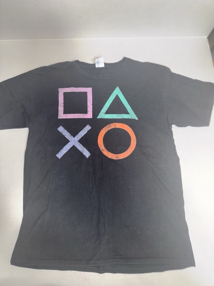 Port And Company PlayStation Buttons Mens Large Black Short Sleeve T-Shirt