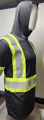 Black Long Sleeve Safety Shirt With Hoodie, Polyester Birdeye mesh Class 1
