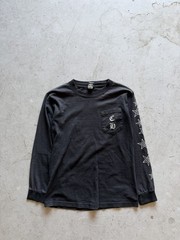 Vintage Chrome Hearts Black Long Sleeve Pocket Tee Star Graphic Print Size S