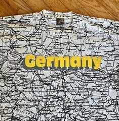 Vintage Germany Map Made in USA T Shirt XL All Over Print Puff Graphic White