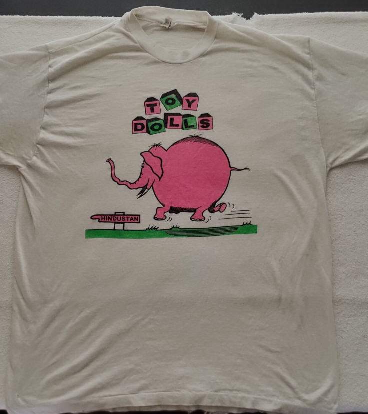 Vtg Toy Dolls Nellie the Elephant T-Shirt Punk White Full Size BT757