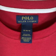 Polo Ralph Lauren Thermal Shirt Mens XL Red Waffle Knit Long Sleeve White Pony