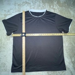 SHEIN Mens Dark Gray Contrast Trim T-Shirt White Collar & Cuffs Casual Sz L