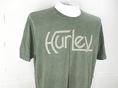 Mens Hurley S/S Shirt Green Gray L( 42in chest 28in Length) Large Logo