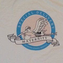Vtg Hanes Beefy-T Maternity Baby Stork USA Single Stitch Shirt Sz L Botsford MI