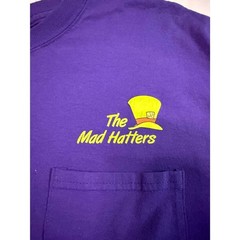 Port & Company Men’s 2XL Purple Pocket Crew Neck Graphic Tee The Mad Hatters