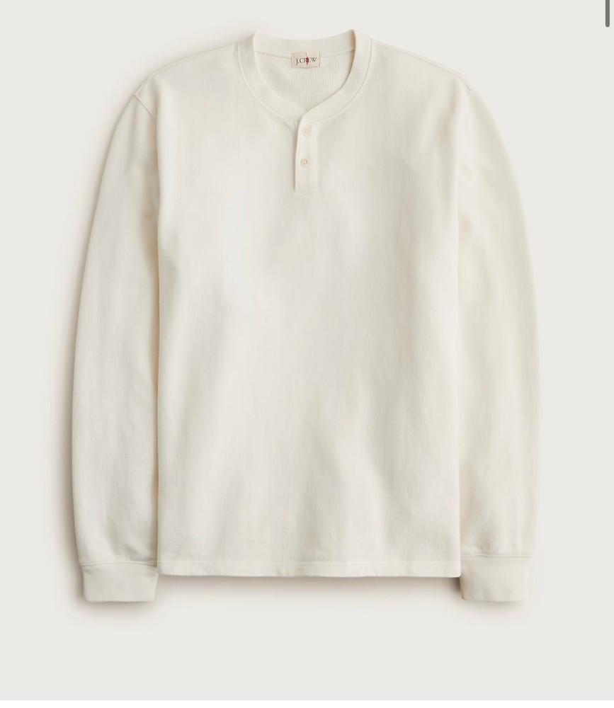 J. CREW Dense cotton herringbone henley in Milky Canvas Size XL NWT