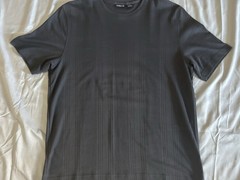 Claiborne Men’s Ribbed Short Sleeve Crew Neck Pull-Over Shirt ~ Gray ~ Large