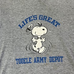Vintage Peanuts Snoopy Shirt Mens OS Sleep Shirt Gray Tooele Army Depot Tee