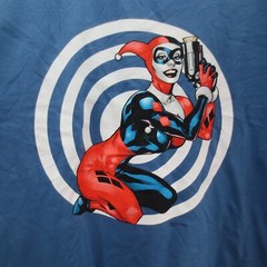 Harley Quinn Comic Graphitti Blue T Shirt Mens Large Hanes Beefy