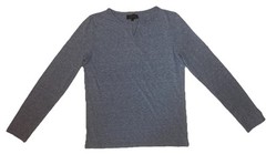 APC Paris Long Sleeve T Shirt Size Small Heather Blue Henley Style V Cut Collar