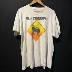 Vtg Elk CROSSING Shirt Mens Sz Large White Used Single Stitch Holes 90s