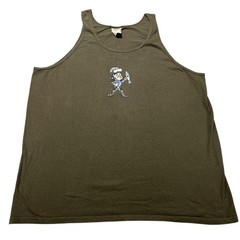 Mossimo Shirt Mens XL Green Racing Trophy Flags Graphic Tank Top Made USA VTG