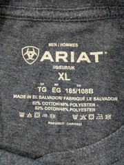 Ariat Shirt Mens XL Gray Long Sleeve International Shield Logo Back Graphic Tee