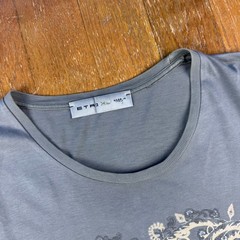 Etro Milano Grey Print T Shirt Size XL (fits Smaller) Made In Italy