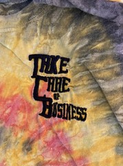 Take Care Of Business Men’s T-Shirt Medium Embroidered Tie Dye Short Sleeve