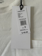Kenneth Cole Medium 100% Cotton White Knit Pocket Spring T-Shirt NWT $49
