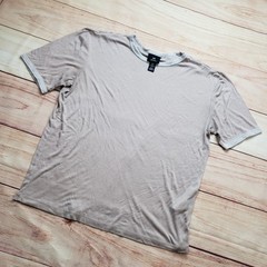 H&M Ringer Tee Men Medium Tan Short Sleeve Silk Wool Blend Regular Fit 1260005 1