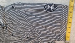 Seven Souls Striped White & Black Button Up Shirt Size Large With Patches