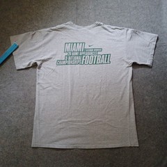 Vtg Nike University Of Miami T Shirt Mens L Gray Graphic Football Short Sleeve