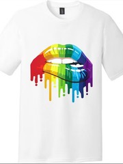 Dripping Rainbow Lips Pride LGBTQ Colorful Graphic Short Sleeve T-Shirt