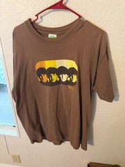 Vintage Y2K The Beatles T Shirt L Brown Rubber Soul Graphic Band Tee Apple Corps