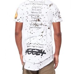 Rise As 1ne Men Small Colored Paint Patched Zipper Yeezy Longline T Shirt Black