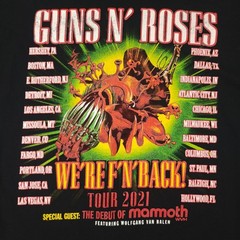 Guns N Roses T Shirt Mens L Black Cotton 2021 Tour Graphic Skull Rock Band Tee