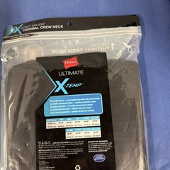 Hanes Ultimate X-Temp Thermal Crew Neck Long Sleeve Tagless Size S, Black