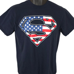 Superman T Shirt Mens Size Medium Blue DC Comics American Flag Clark Kent