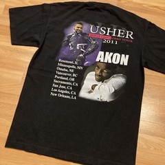 Usher Shirt Medium Vintage 2011 OMG Tour Akon Rap Hip Hop Music Tee