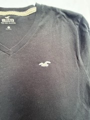 Hollister Must-Have Collection Men’s Large Black V Neck Logo T-Shirt Tee
