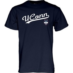 Blue 84 Mens Connecticut Huskies T-Shirt Cursive Team Color Team Color Xx-Large