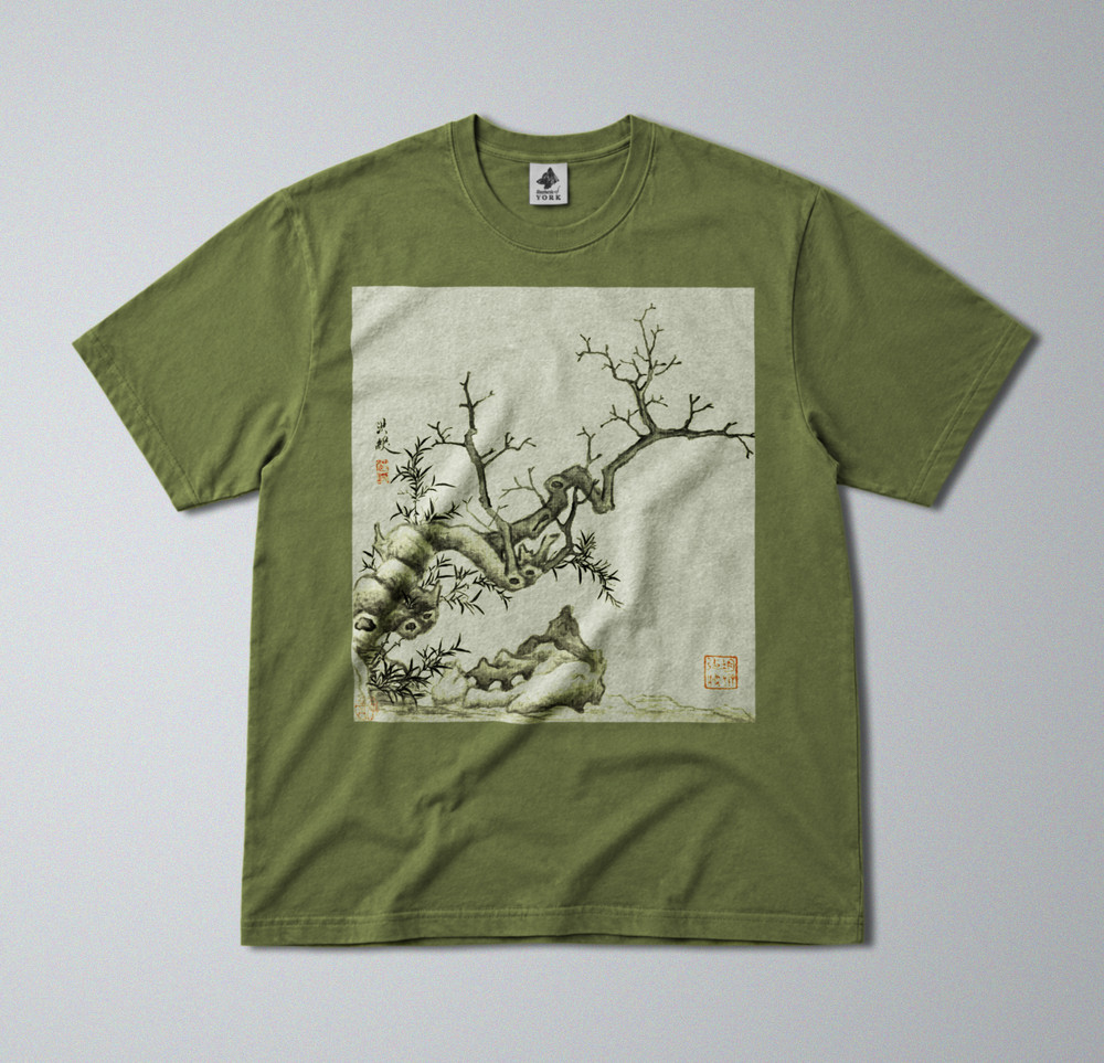 100% Cotton Tee – Regular Fit – Unisex – Chinese Botanical Print – Winter Scene