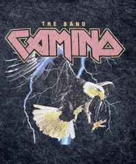 The Band Camino T Shirt Mens Large Black Acid Wash Eagle Lightning Graphic