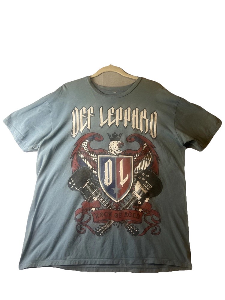 Def Leppard Rock of Ages tour T shirt Men’s XL Double Sided Blue 2015