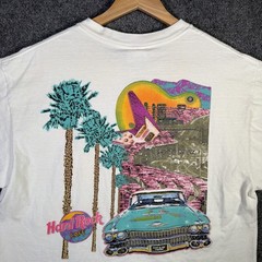 Vintage Hard Rock Cafe Shirt Mens Large White 90s Beverly Hills Art California