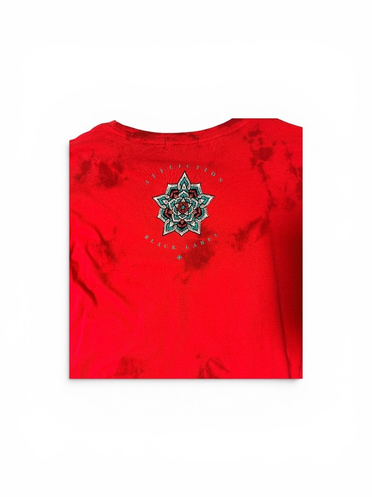 Black Label Affliction Skulls X-Large Shirt Red Tie-Dye