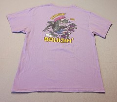 ALAB Shark on a Skateboard Purple Tee T-Shirt Size L Short Sleeve Distressed